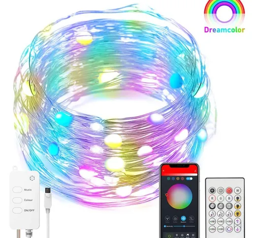 WiFi smart RGB fata stringa di luce lunga 10 metri 66 perline lampada alimentazione USB la...