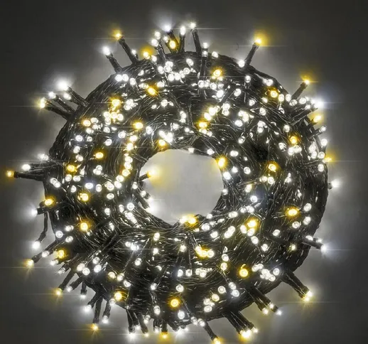 Luccika - Home stringa catena 5 mt serie da 100 luci per albero di Natale a led bianco ghi...
