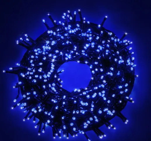  Line stringa catena 15 mt serie 300 luci di Natale a led blu con 8 giochi di luce e memor...