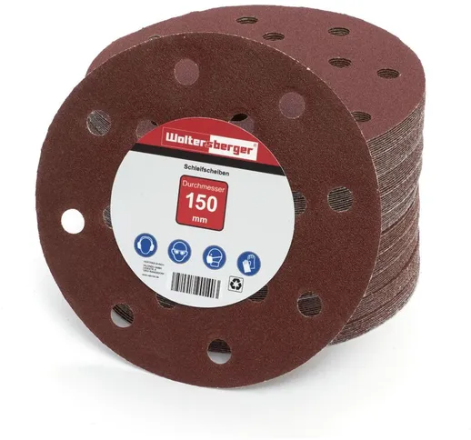 Woltersberger® 50 pezzi dischi abrasivi eccentrici Ø 150 mm grana P320 15 fori in rosso pe...