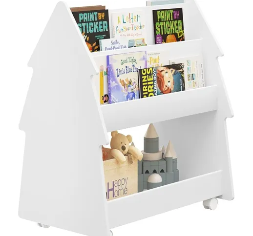 Woltu - Libreria per Bambini a 3 Livelli. Scaffale a Forma di Albero di Natale in Legno. M...