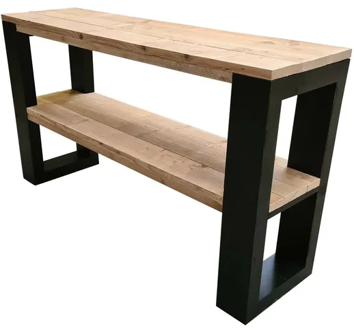 Tavolino New Orleans ponteggio legno 130Lx78HX38P cm nero - Wood4you