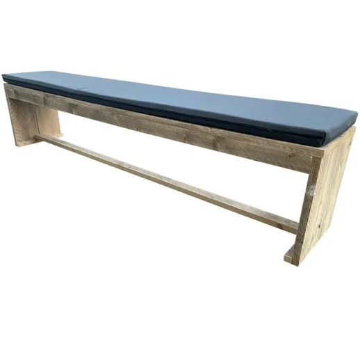 Wood4you - Panca da giardino New Harlem per ponteggi in legno 160Lx43Hx38P cm - incl cusci...