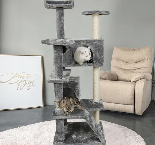 ® Cat Activity Center | Casetta per gatti | Tiragraffi grigio | Albero del gatto | Alta 13...