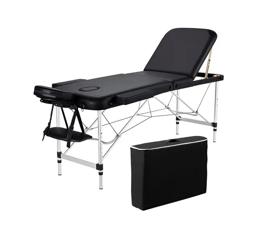 Lettino da Massaggio 3 Zone Pieghevole Portatile Alluminio Fisioterapia Altezza Regolabile...