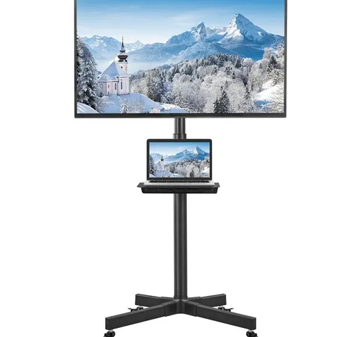 Supporto TV Pavimento con Ruote Carrello Mobile Stand Porta TV da 23 a 55 Pollici Schermi...