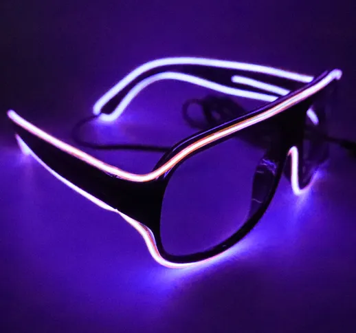 YJ008 LED Occhiali 10 colori Opzionale Light Up El Wire Neon Rave Occhiali Scintillio Glow...