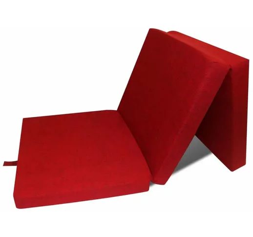  Materasso di Schiuma Pieghevole 190 x 70 x 9 cm Rosso - Rosso