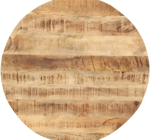  Piano Tavolo in Legno Massello di Mango Rotondo 15-16 mm 70 cm - Marrone