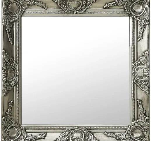 Specchio da Parete Stile Barocco 50x50 cm Argento - Argento - Youthup