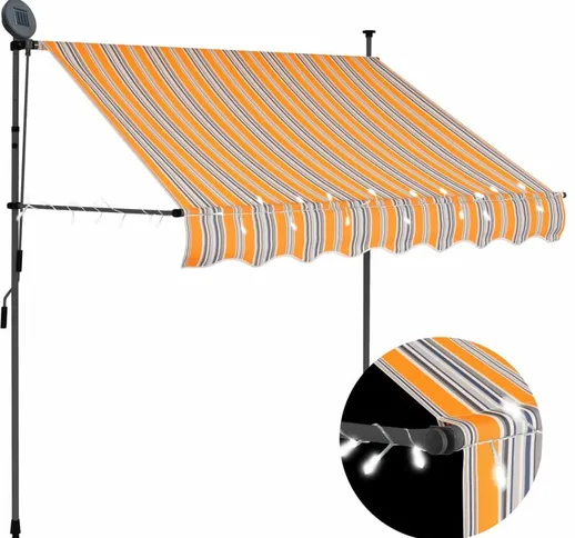 Tenda da Sole Retrattile Manuale con LED 150 cm Giallo e Blu - Multicolore - Youthup