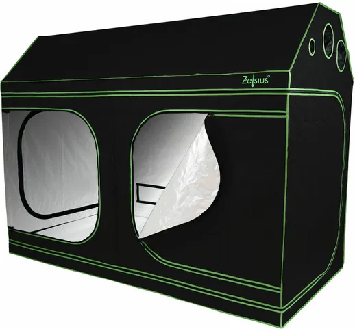 Zelsius Grow Tent 240 x 120 x 180 cm nero/verde per la coltivazione di piante da interno