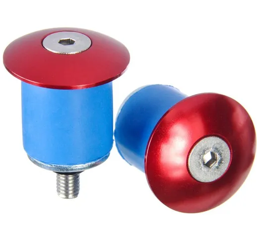  Alloy Screw In Bar End Plugs, Red