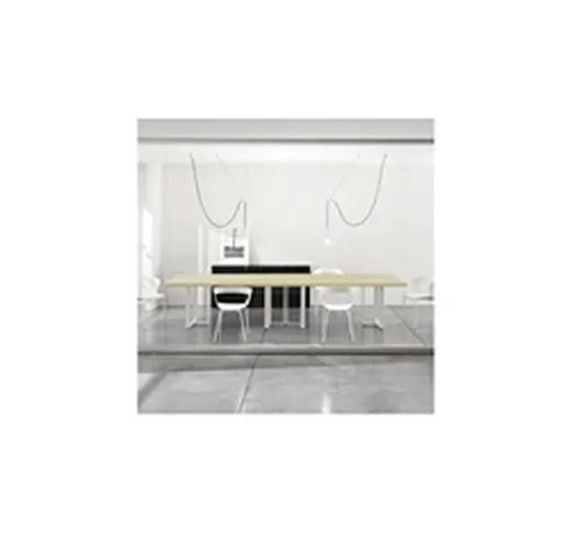 Tavolo meeting LineKit Swing Twist-360x120x73 cm-acero/bianco