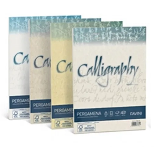 Carta pergamena A4 Calligraphy Favini - 90 g/mq - oro - 50 fogli