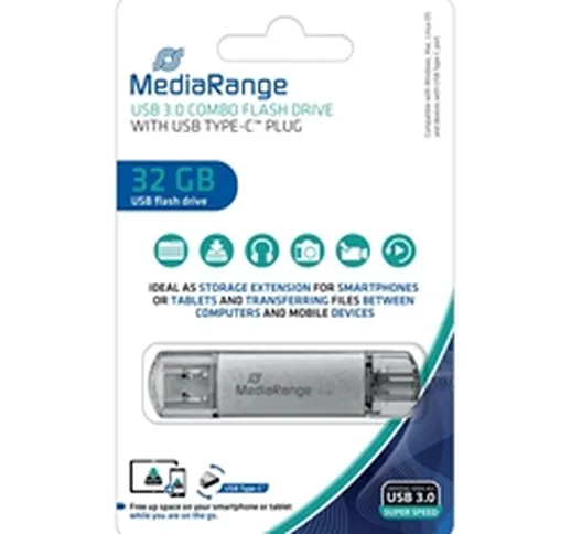 Chiavetta USB 3.0 Media Range con spina USB Type-C™-32 GB-argento