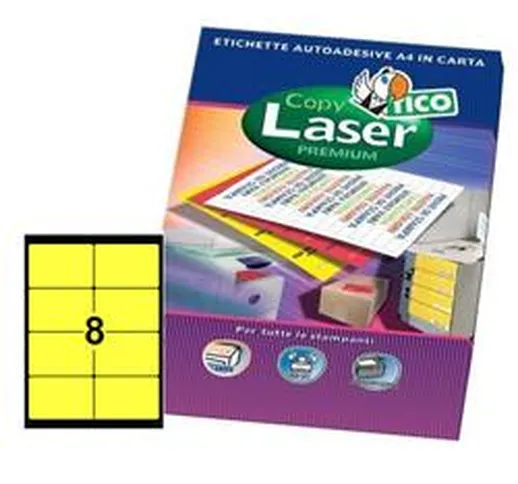 Etichette Copy Laser- giallo fluorescente - 8 etichette- 70 fogli