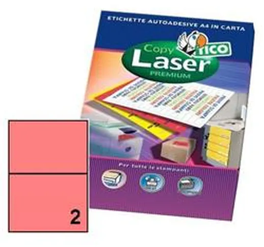 Etichette Copy Laser Tico-rosso fluorescente-2 etichette-70 fogli