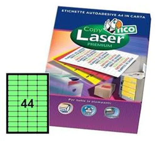 Etichette Copy Laser -verde fluorescente - 44 etichette - 70 fogli