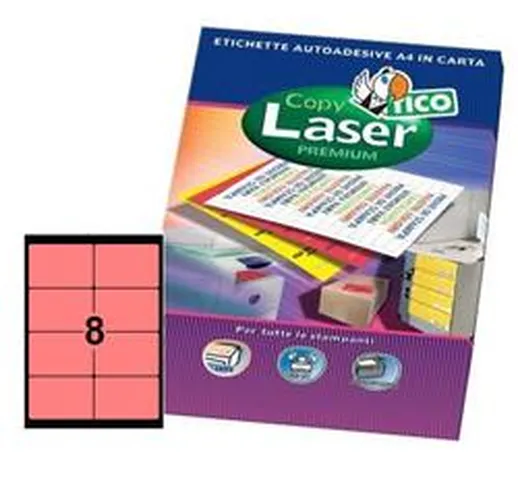 Etichette Copy Laser - rosso fluorescente - 8 etichette- 70 fogli