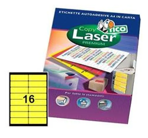 Etichette Copy Laser - giallo fluorescente- 16 etichette - 70 fogli
