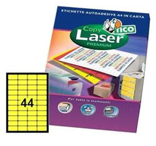 Etichette Copy Laser- giallo fluorescente- 44 etichette- 70 fogli