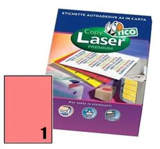 Etichette Copy Laser - rosso fluorescente-A4-1 etichetta-70 fogli