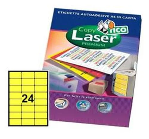 Etichette Copy Laser- giallo fluorescente- 24 etichette - 70 fogli