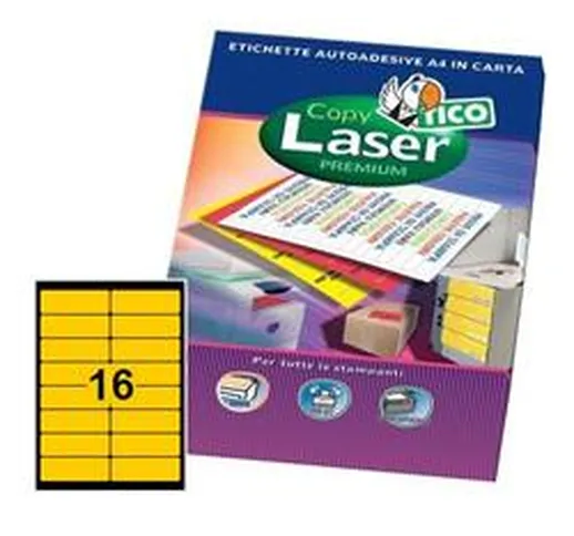 Etichette Copy Laser - arancio fluorescente - 16 etichette- 70 fogli