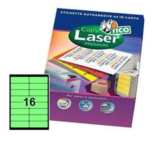Etichette Copy Laser- verde fluorescente - 16 etichette- 70 fogli