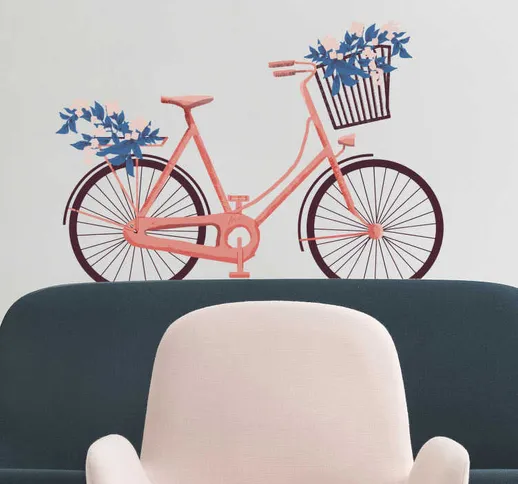 Adesivo decorativo bici fiori