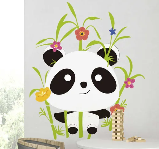 Adesivo animale selvatico Panda con fiori