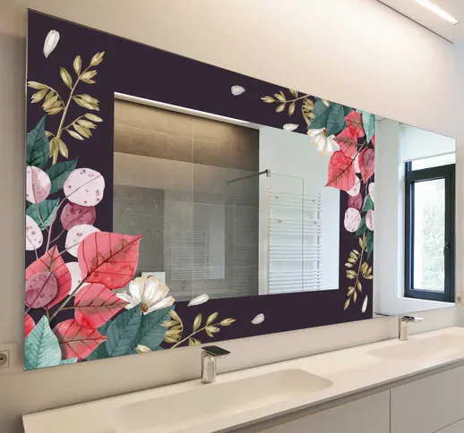 Adesivo specchio decorazione fiori