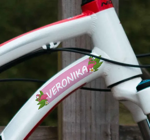 Adesivo da parete ciclismo personalizzabile fenicottero bici