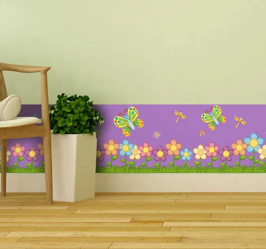 Adesivo da parete a battiscopa con fiori di primavera
