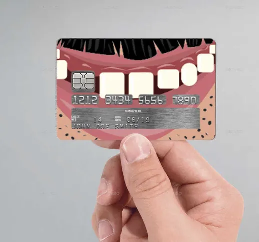 Adesivo carta di credito denti uomo