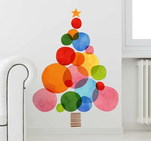 Adesivo natale albero di colori