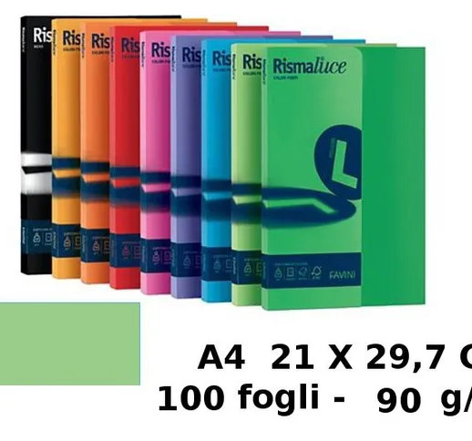 "FAVINI Confezione 100 Fogli 90 Gr/M2 Formato A4 Verde Pistacchio Carta 466"