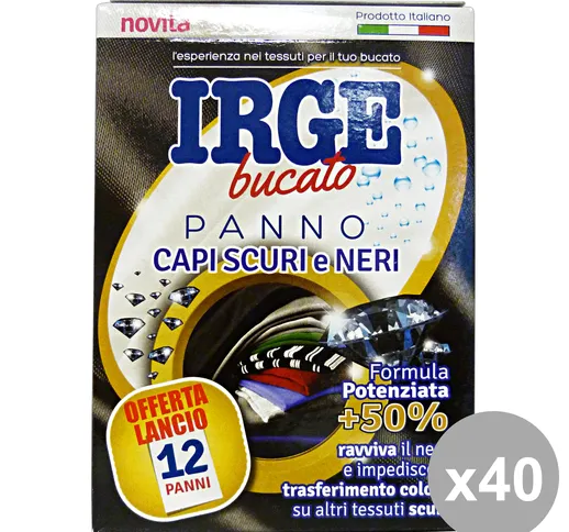 "Set 40 IRGE AcchiappaColore Neri-SCURI X 12 Fogli Detergenti casa"