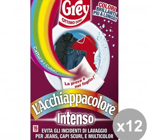"Set 12 GREY AcchiappaColore INTENSO X 16 Fogli Detergenti casa"