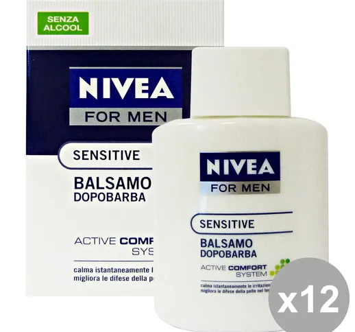 "NIVEA Set 12 81306 Balsamo Pelli Sensibili Dopobarba Bianco 100 Ml. Profumi"