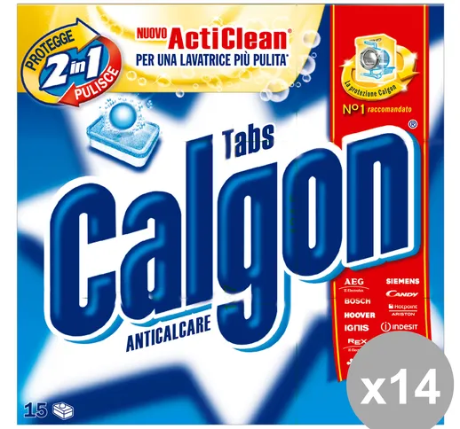 "Set 14 CALGON Anticalcare X 15 Pastiglie Detergenti casa"