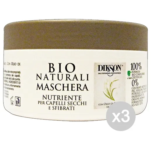 "Set 3 DIKSON Maschera Bio Naturali Nutriente Vaso 250 250 Ml Prodotto Per Capelli"