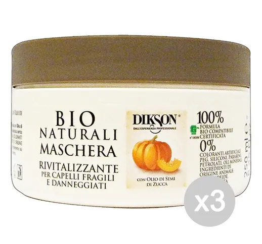 "Set 3 DIKSON Maschera Bio Naturali Rivitalizzante Vaso 250 Ml Prodotto Per Capelli"