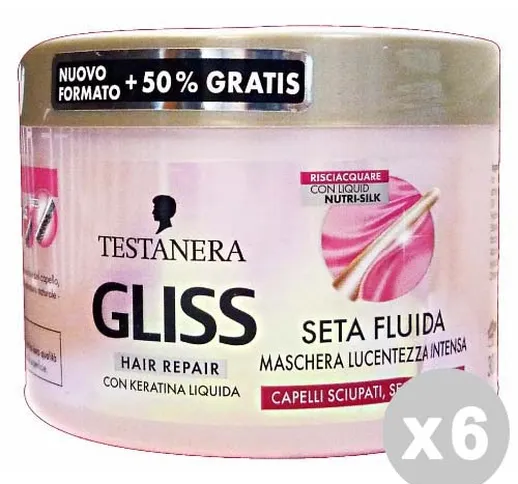 "Set 6 TESTANERA Maschera Seta Flussi GLOSS 250 Ml. Prodotti per capelli"