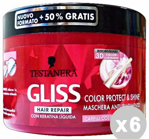 "Set 6 TESTANERA Maschera COLOR SHINE 250 Ml. Prodotti per capelli"