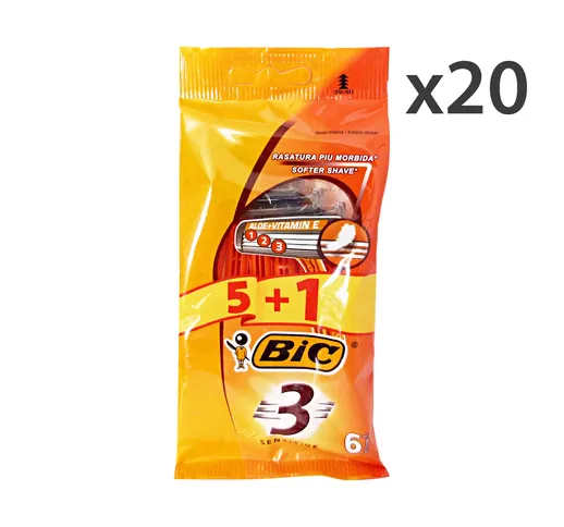 "Set 20 BIC Sensitive 3LAME R&G X 5+1 Pezzi Prodotti per rasatura"