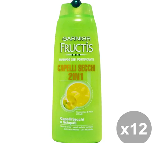 "GARNIER Set 12 Fructis Shampoo 2-1 Secchi 250 Ml. Prodotti Per Capelli"