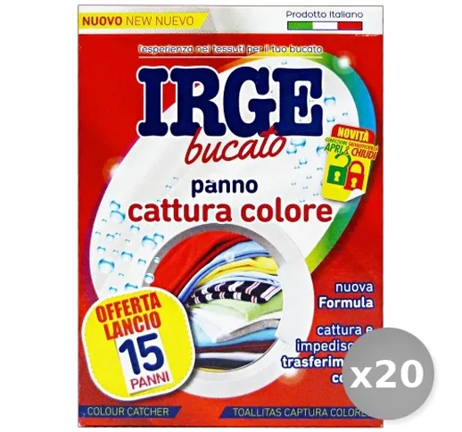 "Set 20 IRGE Acchiappacolore x 15 Fogli Detergenti Casa"