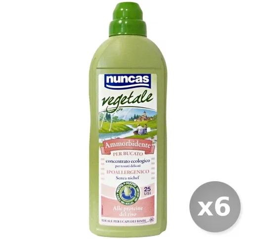 "Set 6 NUNCAS Ammorbidente 750 ml 100% Vegetale Bucato Detergenti Casa"